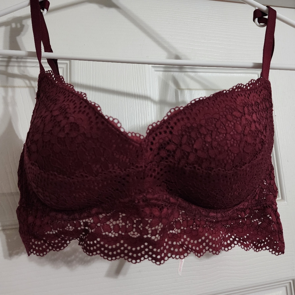 Elegant Lace Burgundy Bra